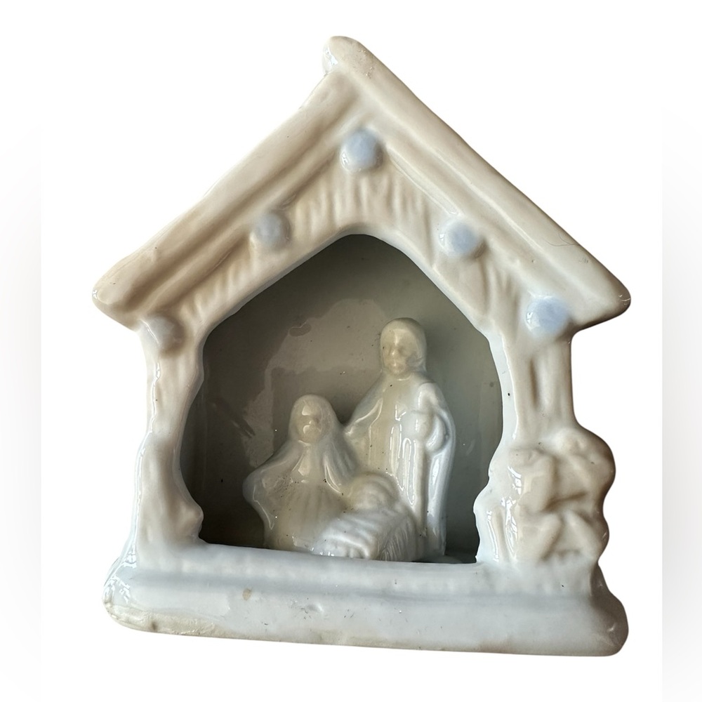Jesus Mary Joseph Manager Scene Ceramic Decor